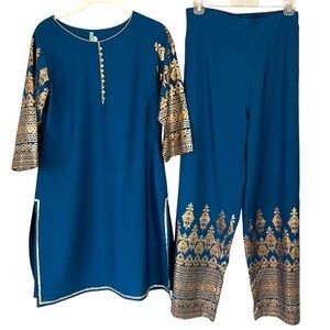 Janasya Indian poly crepe kurti set